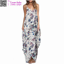 Floral Print V Neck Spaghetti Strap Maxi Dress L51413